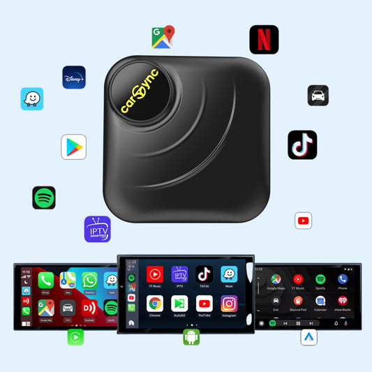 Carsync BOX – Android 14.0 rendszer + GPS + SIM- és SD-kártyahely + Vezeték nélküli CarPlay / Android Auto